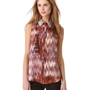 Elizabeth & James Julian Silk Rhinestone Collar Top S